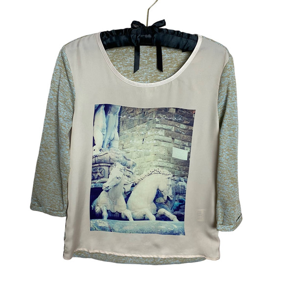 Maison Scotch Women's Graphic 3/4 sleeve Shirt.  Size sm - Picture 3 of 7